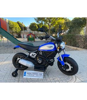 Moto Eléctrica Infantil 12v Ducati Scrambler, Ruedas Aire, LE4775 - IND22-ZTD307-AZUL